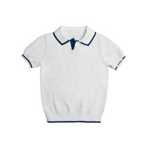NEW BONJOUR boys trim logo sweater in white